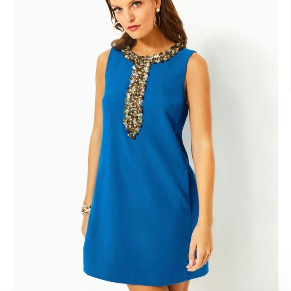 Lilly Pulitzer EDITA Embellished Shift Sleeveless Mini Dress - 16